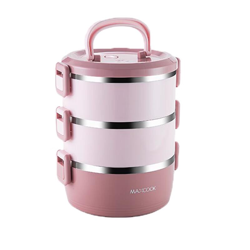 Maxcook 3-Tier Round Stainless Steel Lunch Box