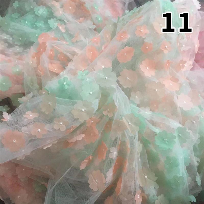 1 Yard DIY Handmade High Quality Lace Mesh Embroidery Sequin 3D Flower Tulle Fabric DIY Dress Bow Clothes Decor Crafts