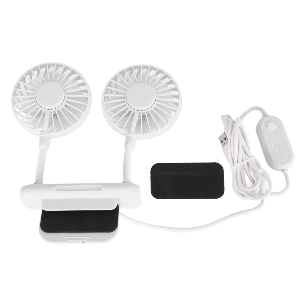 Monitor Fan 2 Heads 3 Speed Modes 6.6ft USB Cable Noiseless Space Saving Clip On Computer Fan for Family Office