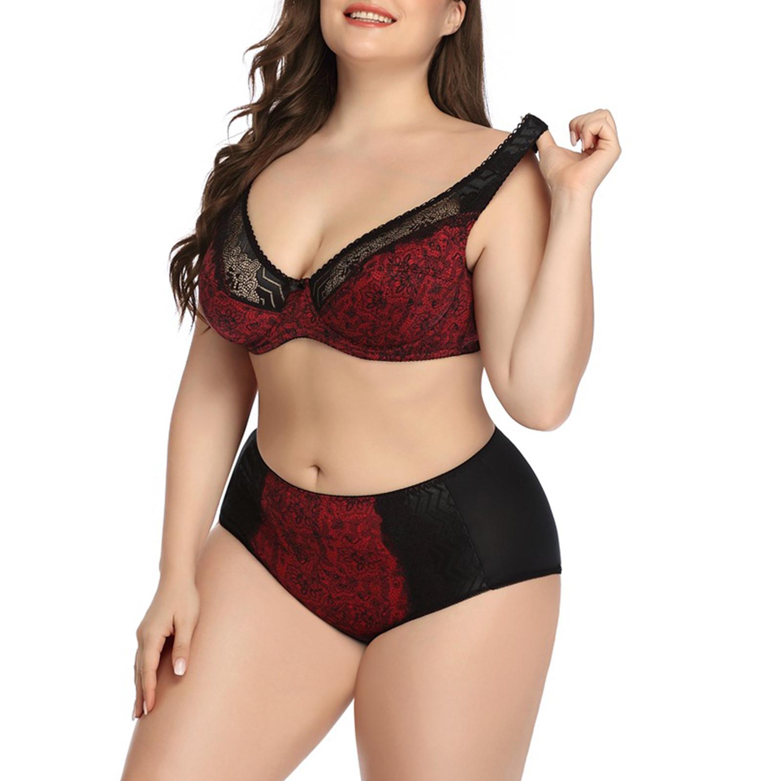 

Комплект бюстгальтера с принтом, кружевной бюстгальтер больших размеров, женский бюстгальтер MM, бюстгальтер, чашка D 95D красный