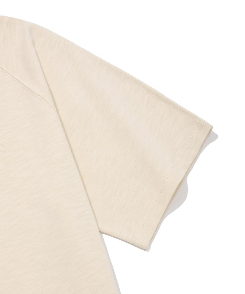 COVERNAT Slub Henley Neck T-Shirt Ivory