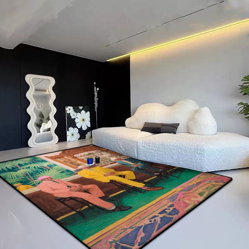 Teppich im Pop-Art-Stil für Wohnzimmer Abstrakte Dekoration Zuhause Sofa Flauschiger Plüschteppich Schlafzimmer Lounge Rutschfeste Bodenmatte Faltbar