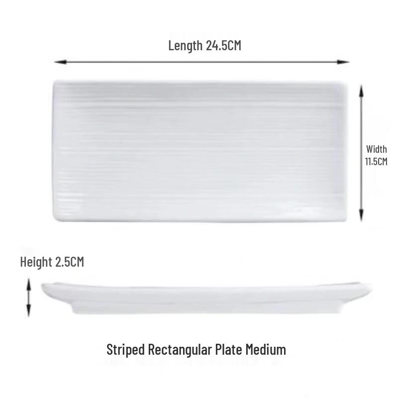 Wutuo Ceramic Striped Rectangular Serving Plates, Set of 2