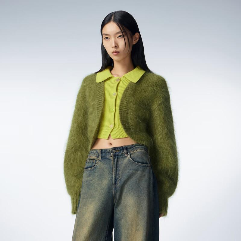 

JNBY Women s Mohair Wool Blend Collared Knit Sweater M