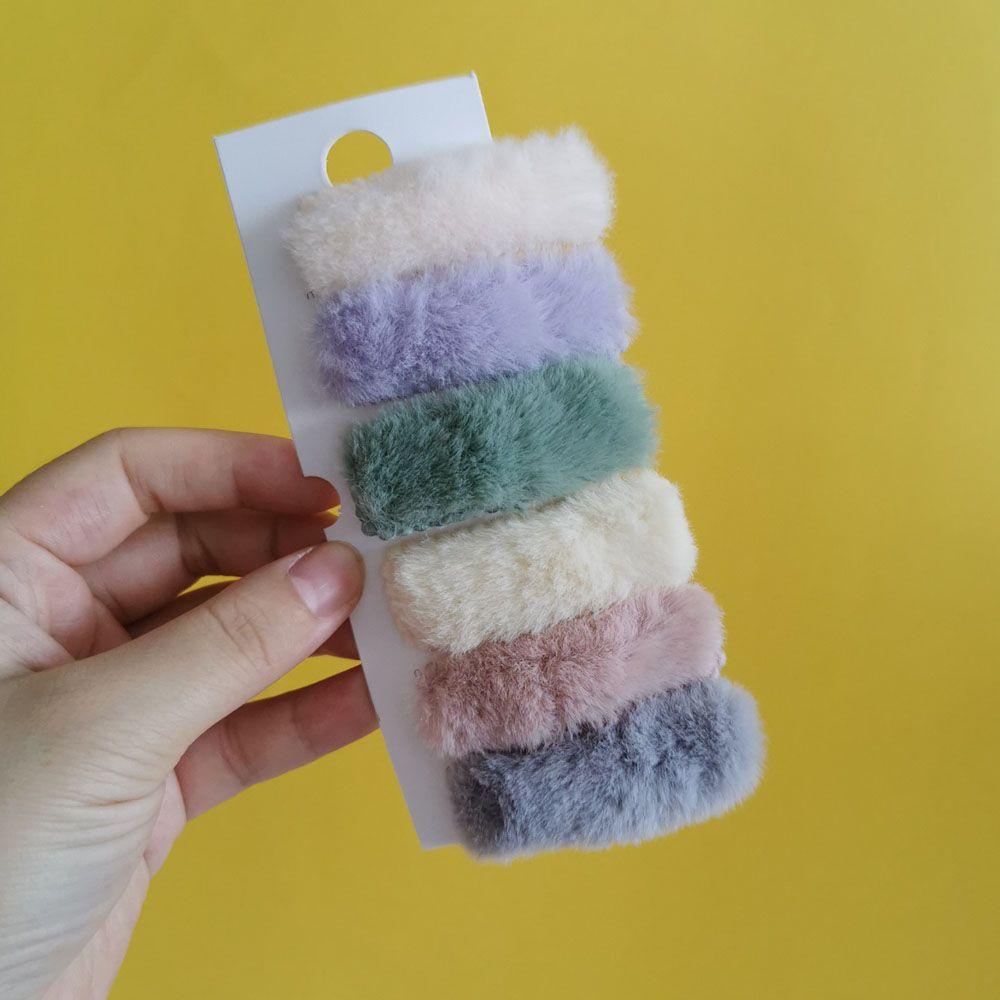 Girls Hair Accessories Soft Solid Color Faux Fur Plush Hairpins Hair Clips Barrettes BB Clip