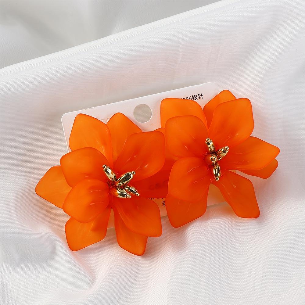 White Green Color Big Flower Shape Acrylic Resin Gifts For Women Girls 1 Pair Accessories Studs Earrings Jewelry Drop Earrings