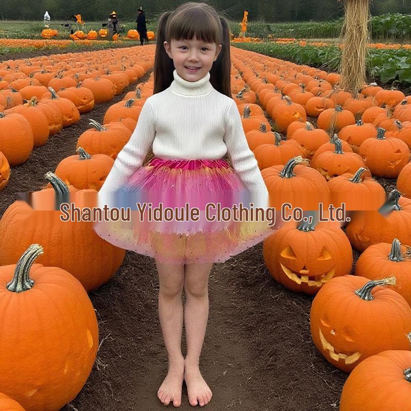 Children's Harvest Festival Dress - European & American Girls' Stage Performance Costume with Half Skirt Petticoat