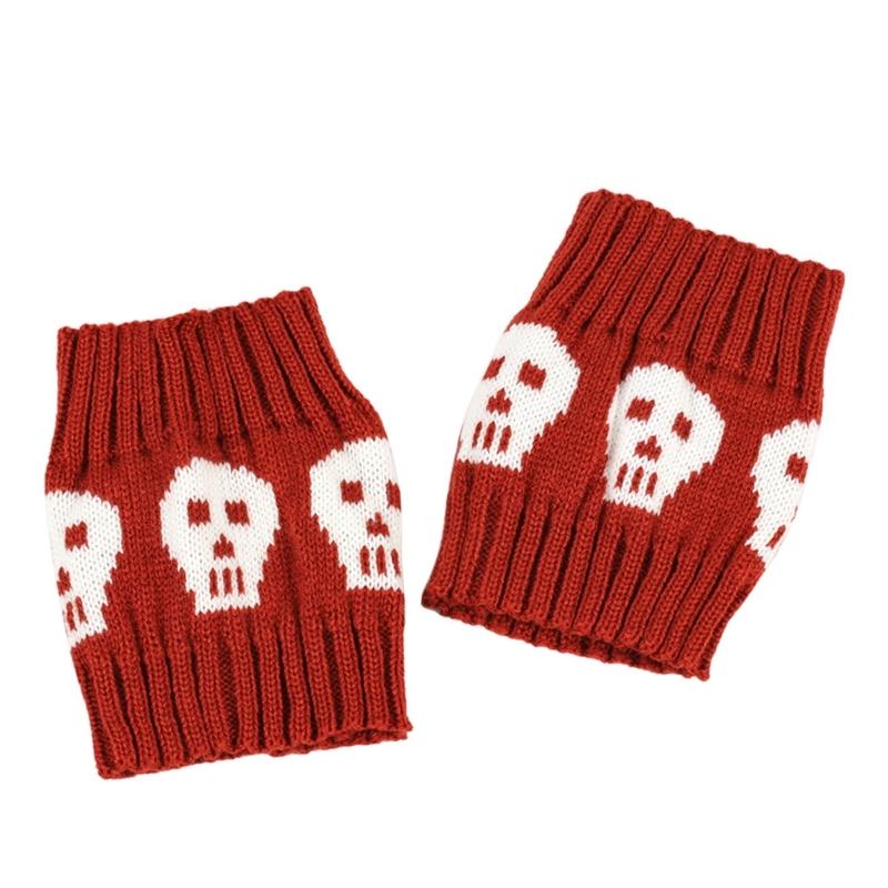 Lolitas Leg Warmers Punk Skull Knitted Leg Sleeves Goth Baggy Cuffs Ankle Heap Socks JK Uniform Foot Cover Streetwear