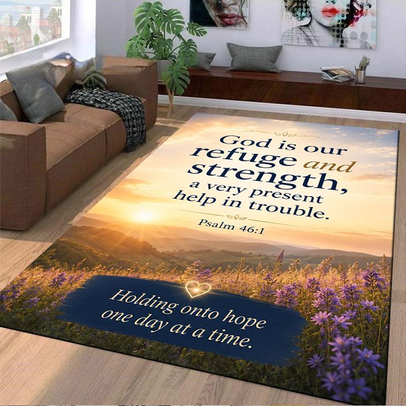 Christian Bible Verse Carpet Set Psalm 46:1 Carpet Set (1 Duvet Cover, 2 Pillowcases, Duvet Not Included)