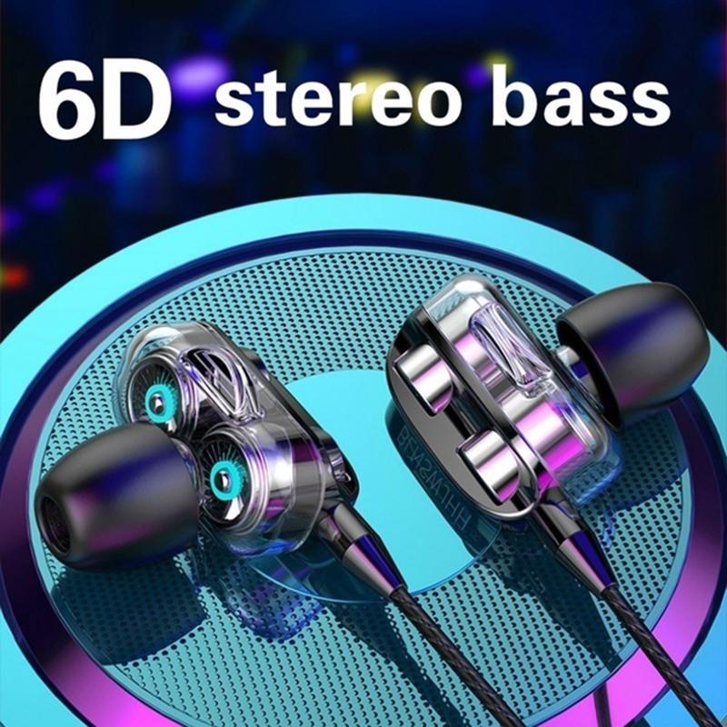 Stereo Wired Earphone High Bass 6D Stereo In-Ear Sport Earphones Earbuds