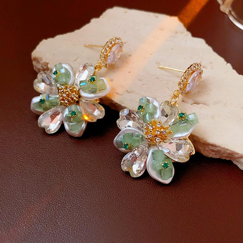 GemChic Women's New Exquisite Colorful Flowers Set Rhinestone Earrings Girl's Fashion Stud Earrings Birthday Christmas Jewelry Gift