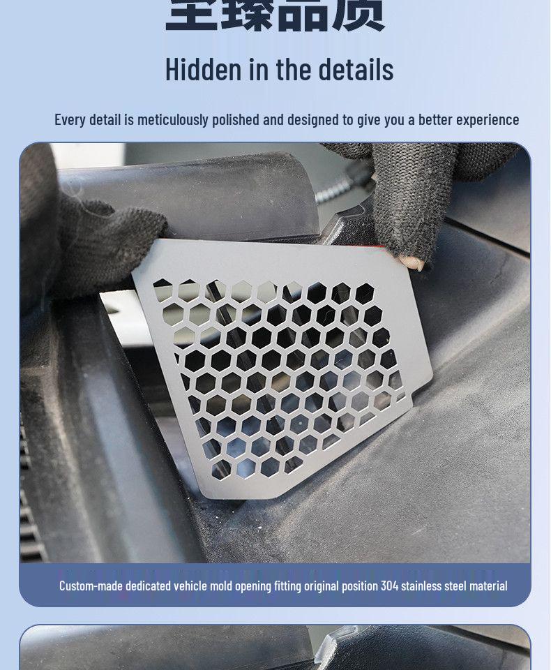 Stainless Steel Insect-Proof Anti-Clog Drain Cover for Ford Edge L Windshield Trough