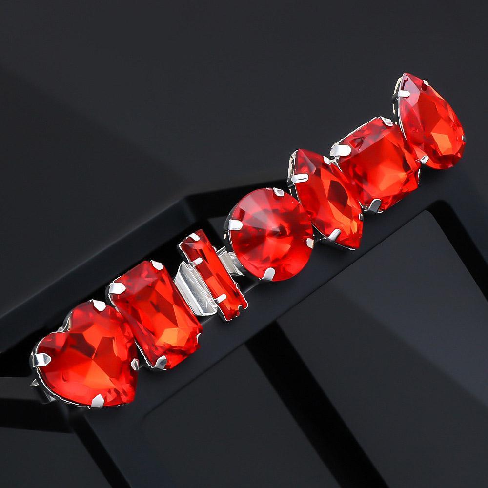 7 Kinds Red Crystal Ring Set Adjustable Women Luxury Jewelry Fashion Charm Rhinestone Ring Accessories Silver Party