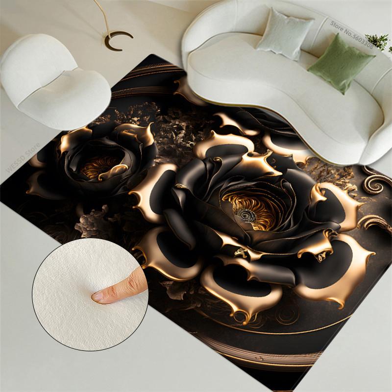 

Ретро многоцветный золотой ковер с цветочным принтом, украшение для комнаты, ковер для кровати для женщин, для девочек, мягкие бархатные коврики для комнаты, для кухни, большой размер 160x200cm 1pcs