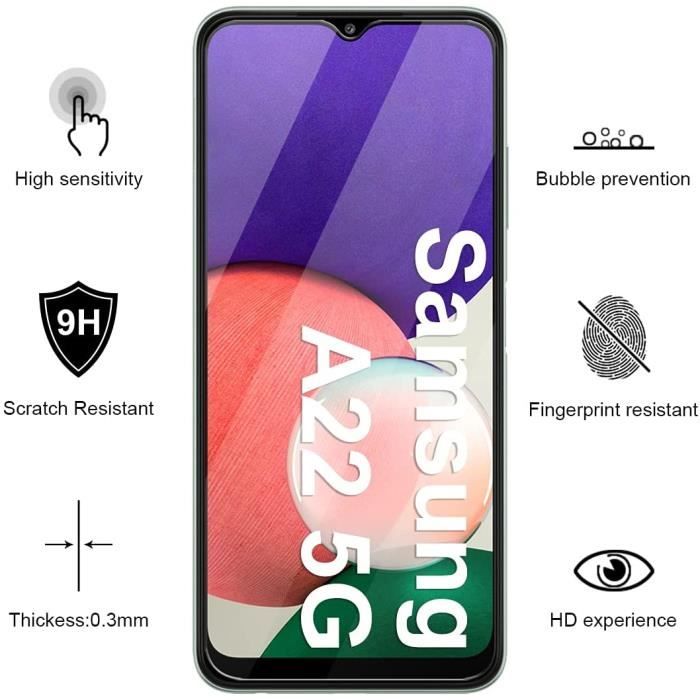Film de protection d'écran - Phonillico - Samsung A22 5G - Pack de 2 - Verre trempé - Résistant aux rayures