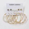 2024 European & American Fashion: Exaggerated Pearl & Crystal Butterfly Stud Earrings - 6 Pairs Set for Women