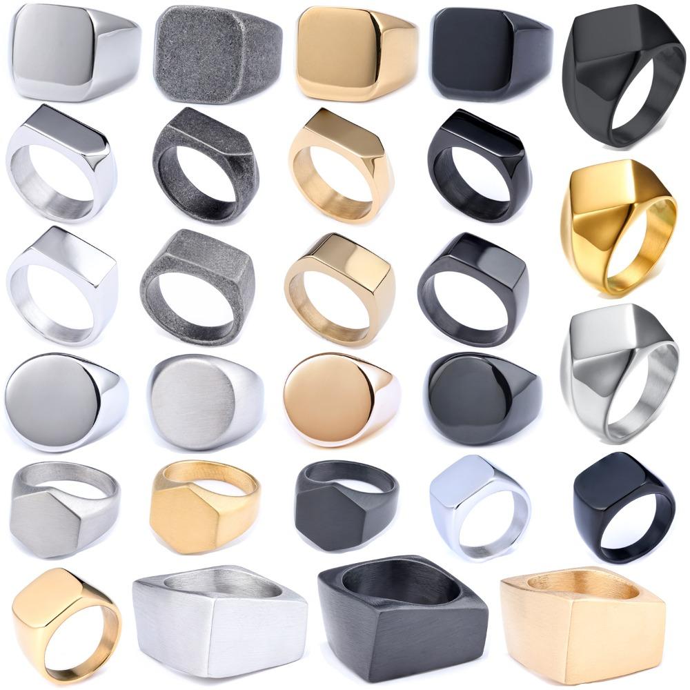 Nordic Vintage Round Square Irregular Smooth Ring Rust Free Fashion Jewelry for Women