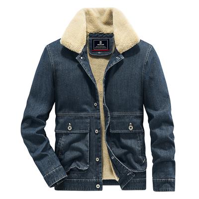 Denim Jacket Men's Autumn and Winter Velvet Thickened Winter Denim Jacket Warm and Loose Men's Casual Jacket Thick Cotton Coat