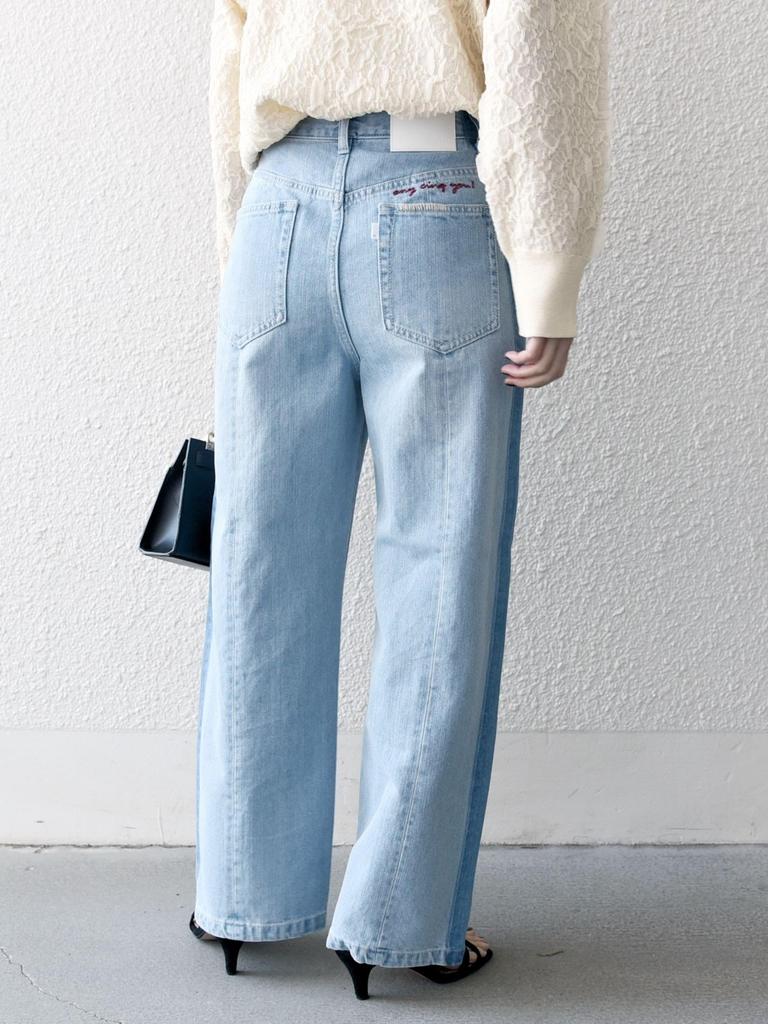 Ships Any Machine Washable Sideline Straight Wide Denim Pants, 723100084, Sky Blue, Size 38