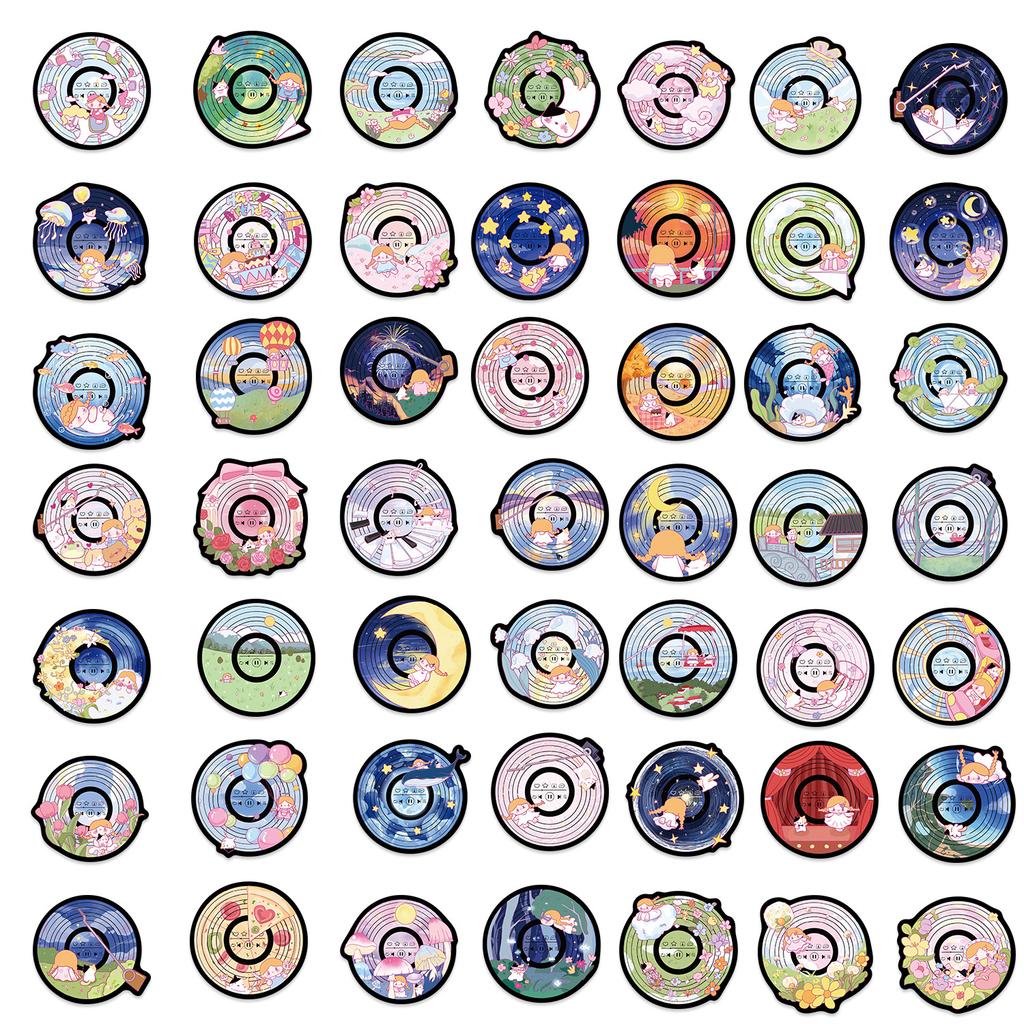 50 Girls' Records Fantasy Dream Graffiti Stickers Guitar Laptop Suitcase DIY Waterproof Stickers