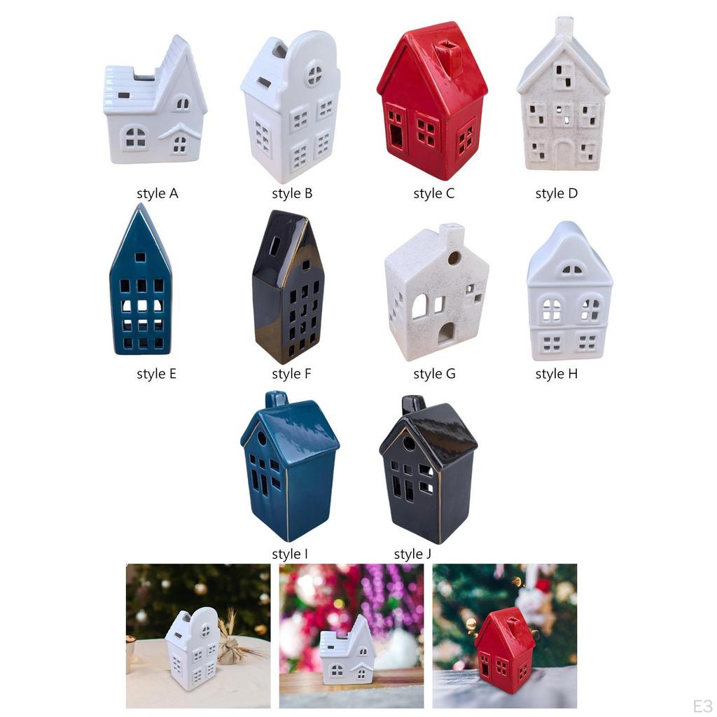 Candle Holder for Christmas Village House Ceramic Figurine Home Decor