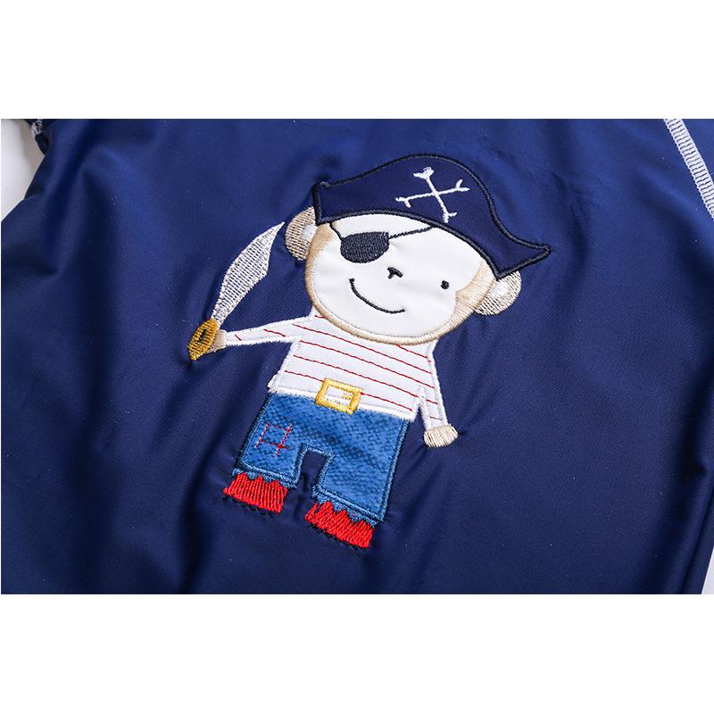 Summer Quick-Dry Pirate Captain One-Piece Swimsuit for Boys - Sun Protection, Navy Style