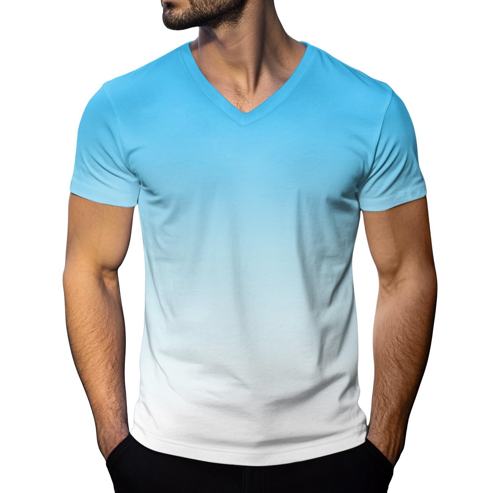 

Мужская модная футболка с коротким рукавом и V-образным вырезом XXL