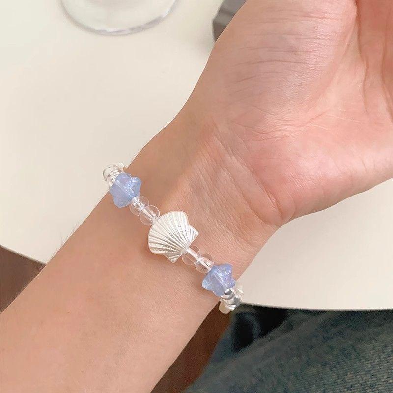 Korean Romantic Shell Star Beaded Bracelet for Women Girls Cute Harajuku Y2K Candy Color Starfish Bracelet Jewelry Accessories