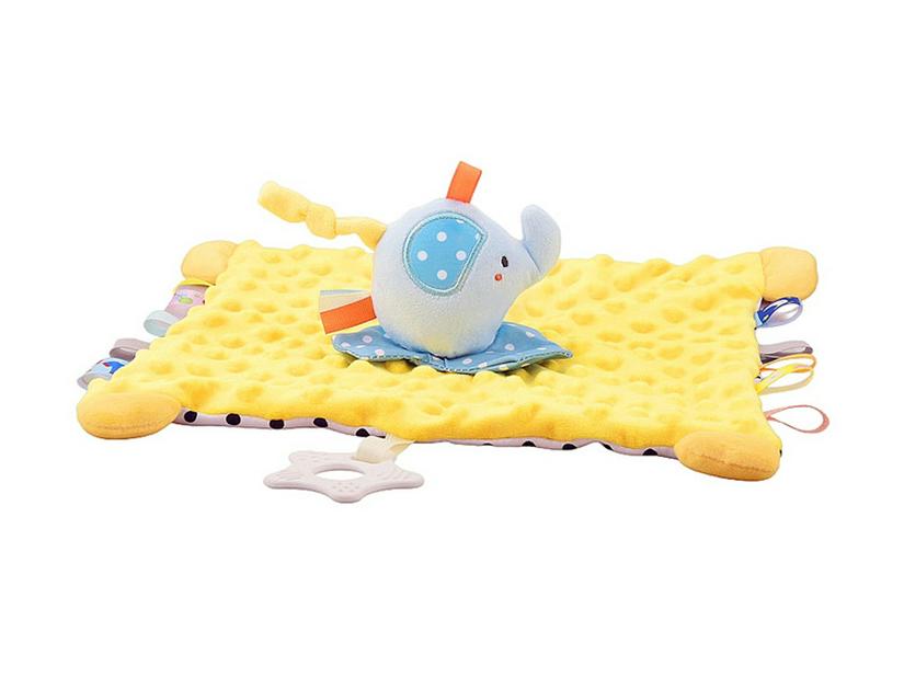Funnyzoo Baby Animal Soothing Toy & Blanket with Teether and Rattle Bib
