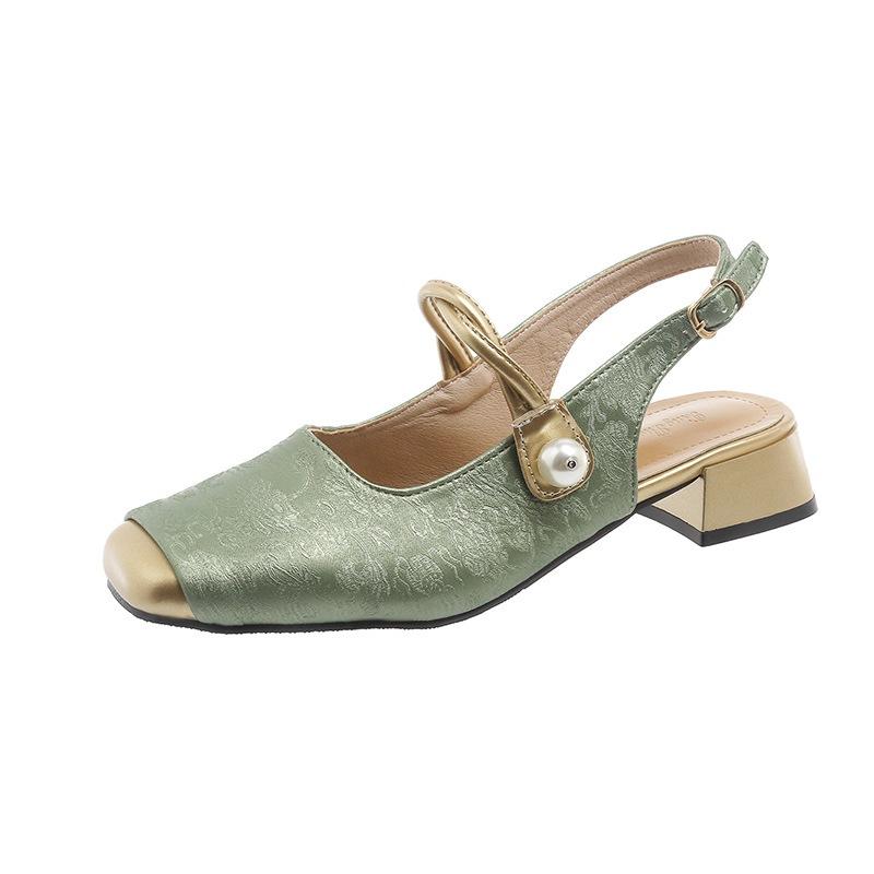 New national style beautiful word and a half drag 2025 summer new fairy style bag head fashion thick heel Mary Jane cool slippers