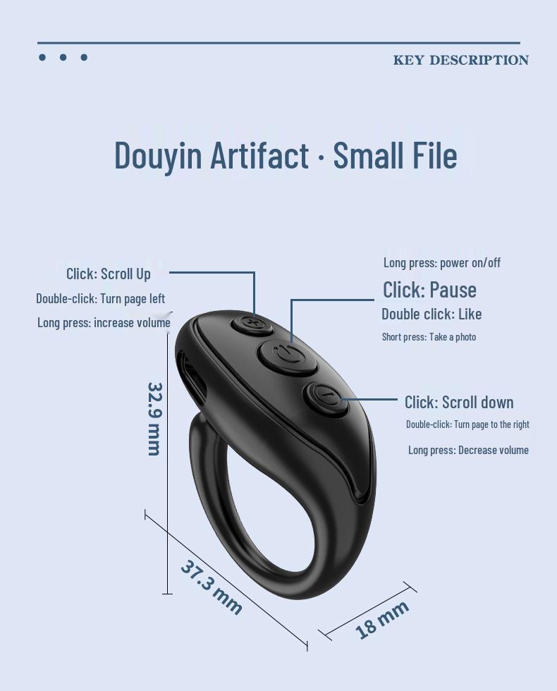 Douyin Bluetooth Remote for Phone: Wireless Remote Control with Charging Case for Short Video, Live Streaming, and Page Turning.
