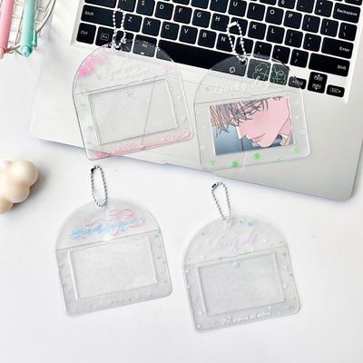 Transparent Sweet Horizontal Kpop Photocard Holder Retro Japanese Lucky Clover Cute Portable Keyrng Student ID Card Protector