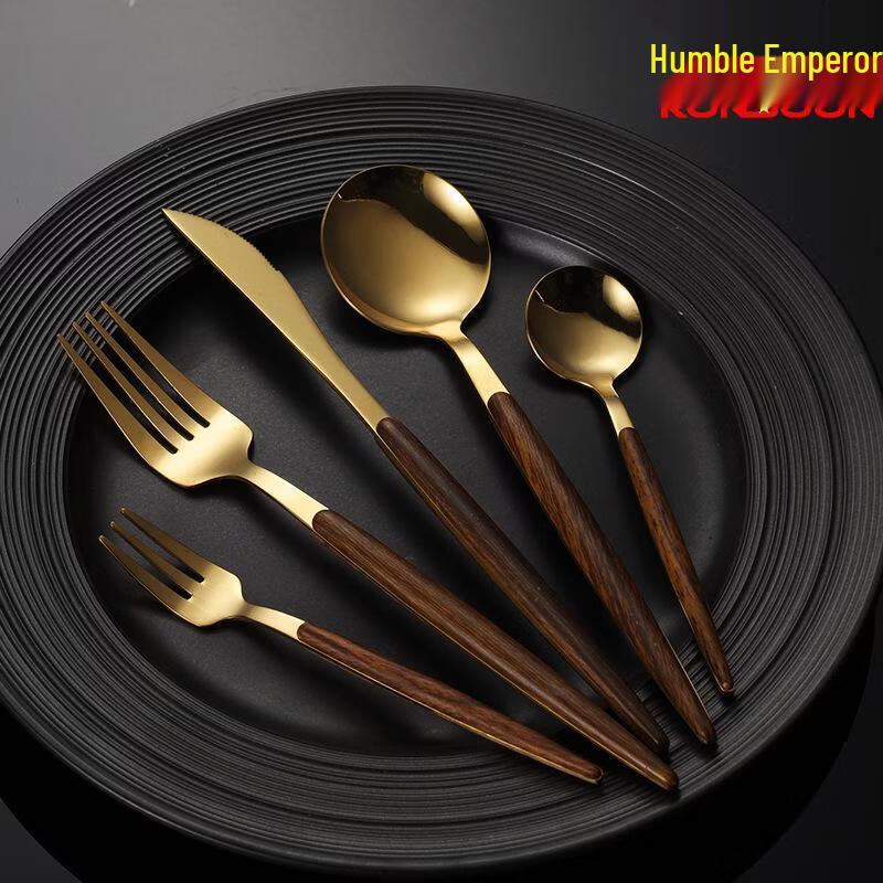 Stainless Steel Wood Grain Tablespoon Set