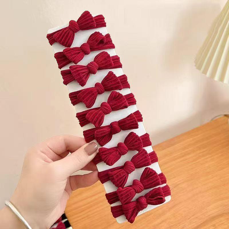 Bow Hair Ties Sweet Style Set For Women High Elasticity Fabric Solid Color Bowknot Minimalist Ponytail Holders Hair