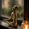Yoga Skeleton Resin Figurine Vintage Distressed Decor for Room Entrance Tabletop Ornament