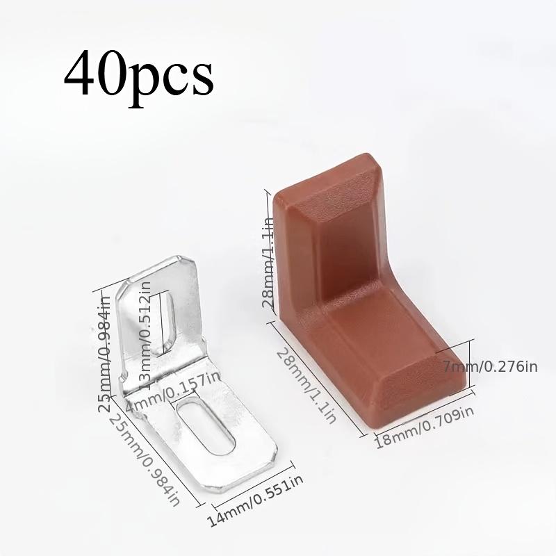 40pcs White Plastic Right Angle Bracket L Brackets, Metal 90 Degree Corner Brace Corner Support for Wood Shelf Chair Cabinet Bo