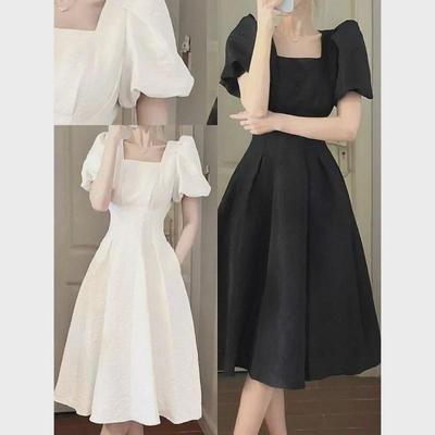 2026 Summer French First Love Women's Slim Waist Long Skirt - Fresh, Elegant, Short Sleeve Japanese Dress