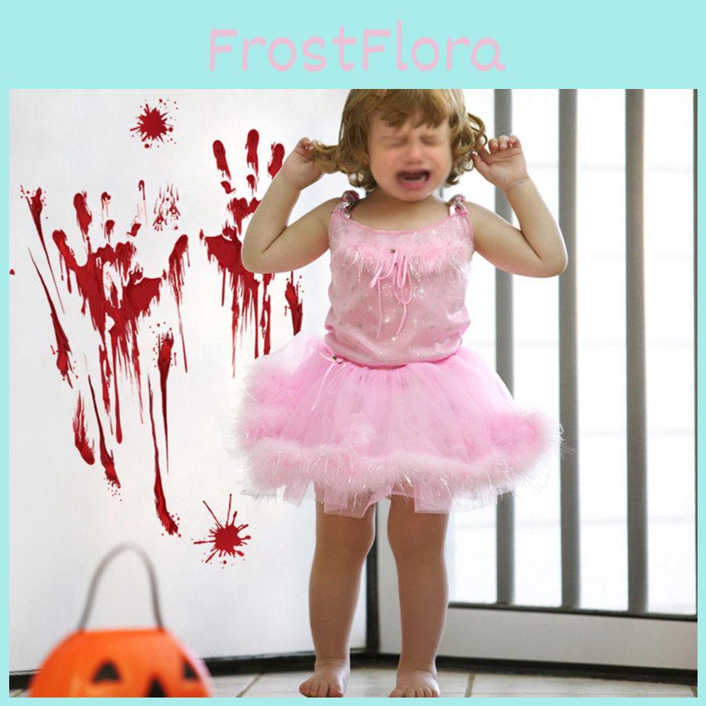 Halloween Decoration Vinyl Decal Blooding Handprint Bloody Sticker Realistic Red Blood Effect