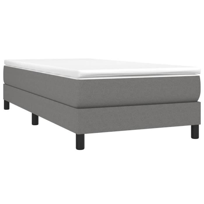 3144038 vidaXL Lit à sommier tapissier et matelas Gris foncé 90x190 cm Tissu