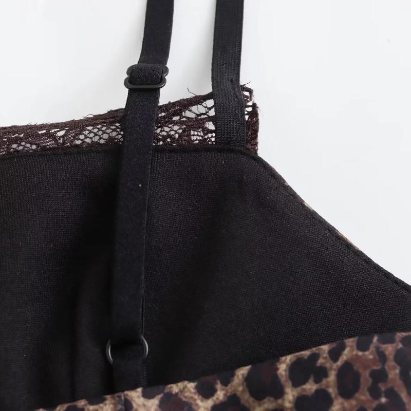 Leopard Print Elegant Streetwear Camis Female Off Shoulder Sleeveless Retro Short Vest Women Sexy Backless Sling Tank Top New