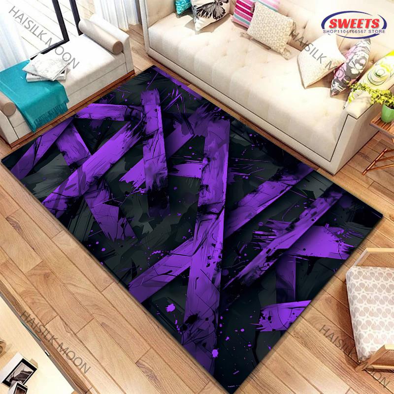 

Purple and Black Graffiti Art Style Carpet Computer Room Game Room Non-slip Decorative Mat Livingroom Bedroom Office Rug Gift 40x60cm