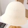 Autumn and winter knitting double-sided can wear solid color bucket hat women's casual versatile hollow bucket hat to keep out the cold and warm basi