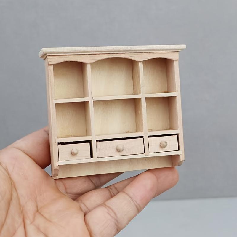 1/12 Scale Miniature Wooden Unfinished Cabinet Wall Cabinet Ornament - DIY Miniature Photography Props- Seasonal Decor - Perfect Gift