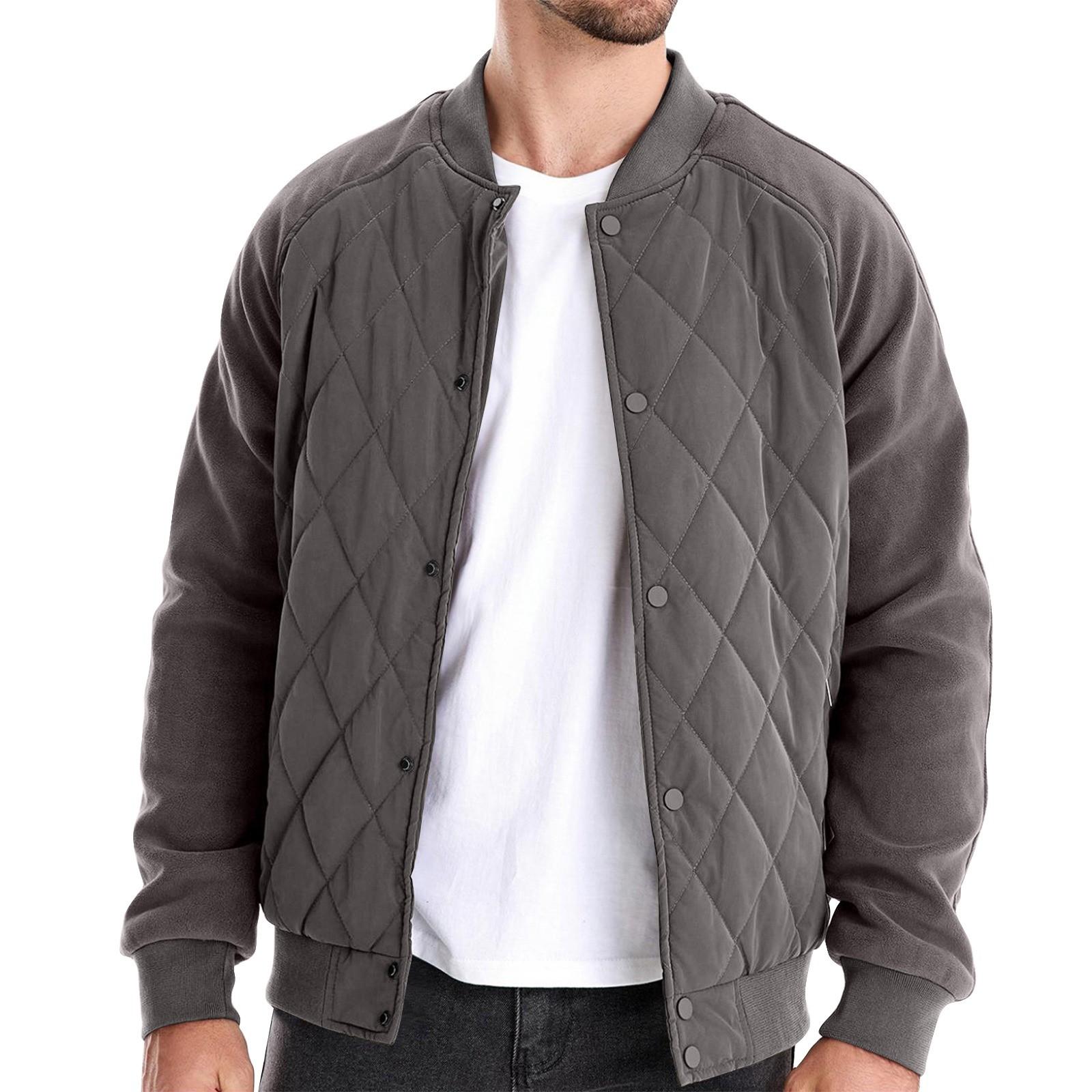 

Мужская зимняя однотонная флисовая стеганая утолщенная куртка Мужская повседневная куртка с рукавом реглан L