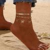 Cross-Border Double-Layer Heart & Bead Anklet: Retro, Simple Multi-Layer Alloy Beach Foot Jewelry