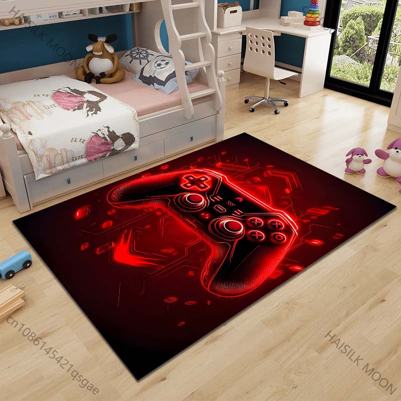 Multiple sizes Glowing red gaming controller Carpet for Living Room Bedroom Sofa Home Decor Rus Non-slip Floor Mat Luxury Gift