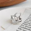 Fashion Personality Geometric Double Cross 925 Sterling Silver Jewelry Creative Woven Winding Opening Rings TYB395