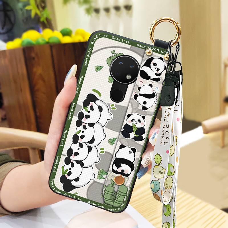 Wrist Strap Durable Phone Case For Nokia 6.2/7.2 Cartoon Fashion Design Waterproof Shockproof Panda Wristband Anti-dust
