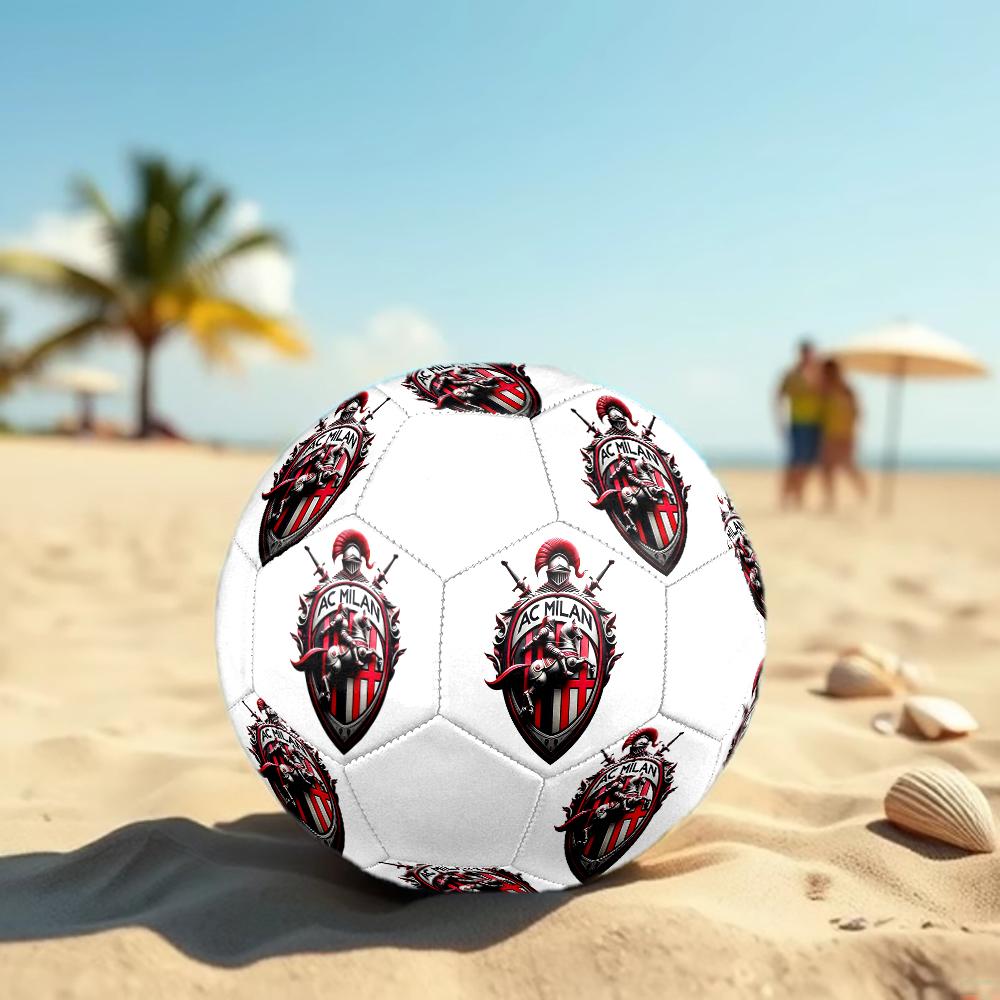 Pallone da Calcio Logo AC Milan, colorato, adatto a tutte le età, cucito a macchina, materiale PVC, qualità da competizione, durevole e ad alto rimbalzo