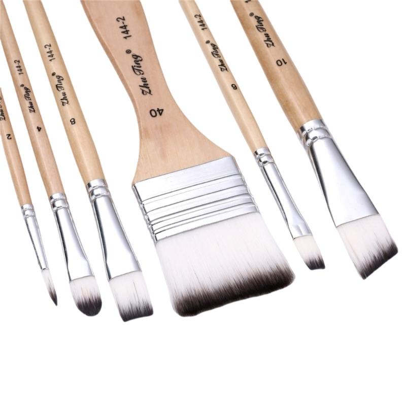 6 Pcs Acrylic Paint Brushes Set Nylon Hair Paint Brushes Watercolour Painting Brushes Art Paint Brush Drawing Supplies